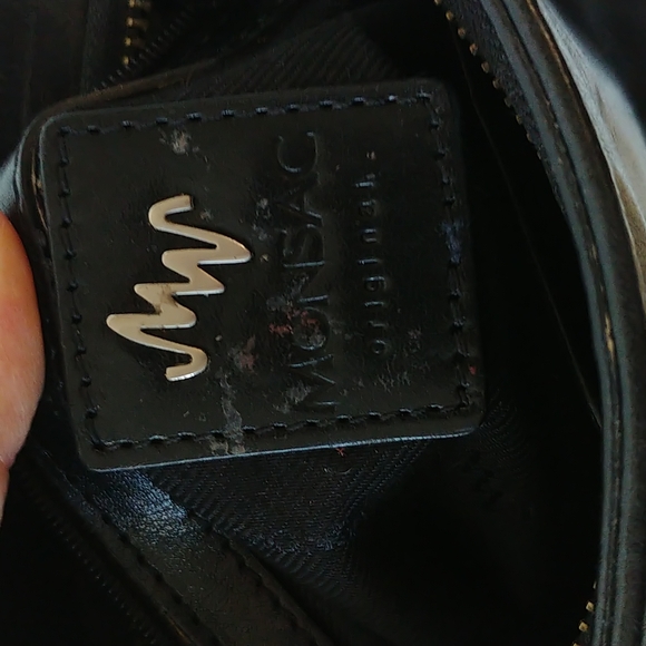 Monsac Small Italian Leather Crossbody Black Bag - Picture 13 of 16